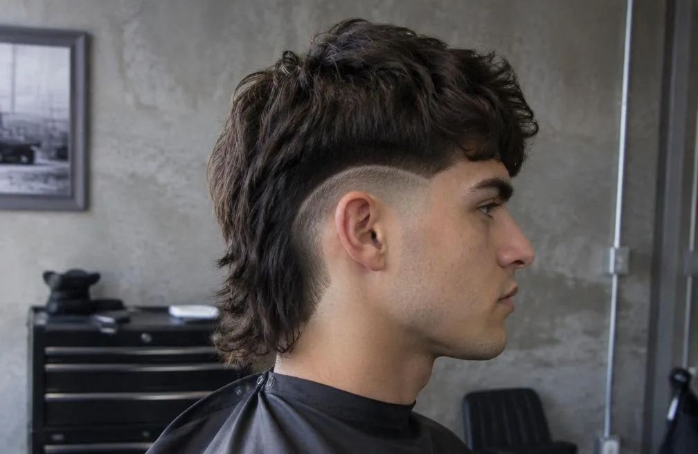 Burst Fade Mullet with Low Taper