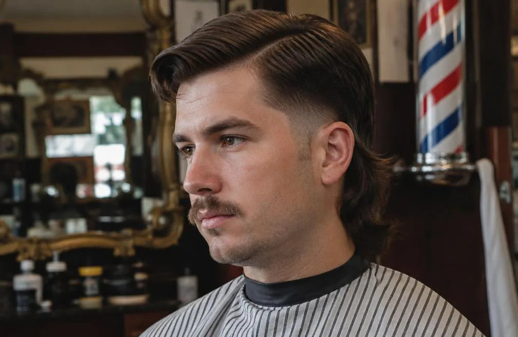 Mullet Low Taper Fade with Side Part