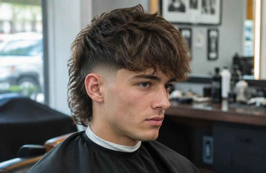 Mullet Low Taper Fade with Textured Fringe