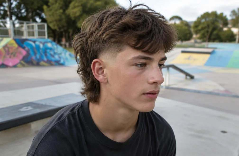 Teen Boy Mullet Low Taper Fade